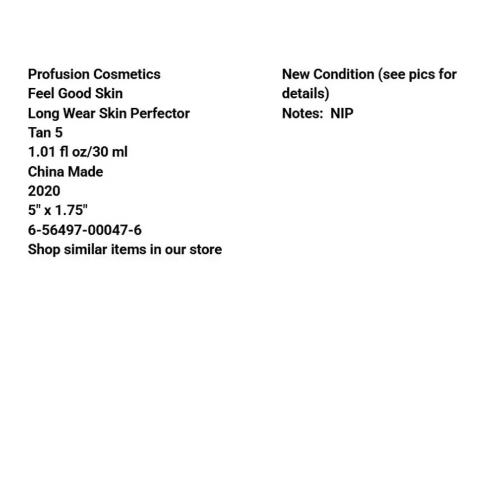 Profusion Cosmetics Feel Good Skin Long Wear Skin Perfector Tan 5 1.01 oz